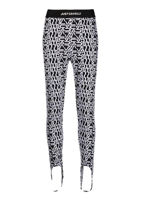Leggings con staffa logo all-over JUST CAVALLI | Pantaloni | S04KA0339 N21661900